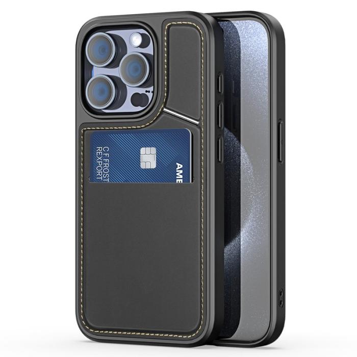 Dux Ducis - DUX DUCIS Rafi II iPhone 15 Pro Max mobilskal med kortplats Konstläder - Svart