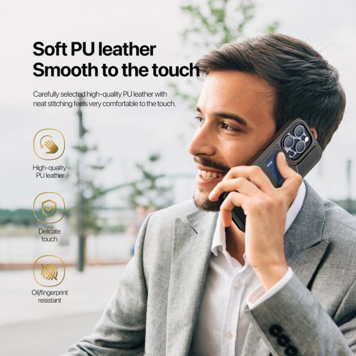 Dux Ducis - DUX DUCIS Rafi II iPhone 15 Pro Max mobilskal med kortplats Konstläder - Svart