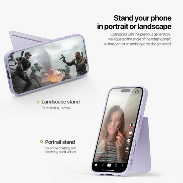 Dux Ducis - DUX DUCIS Rafi II iPhone 16 Plus mobilskal med kortplats Konstläder - Lila