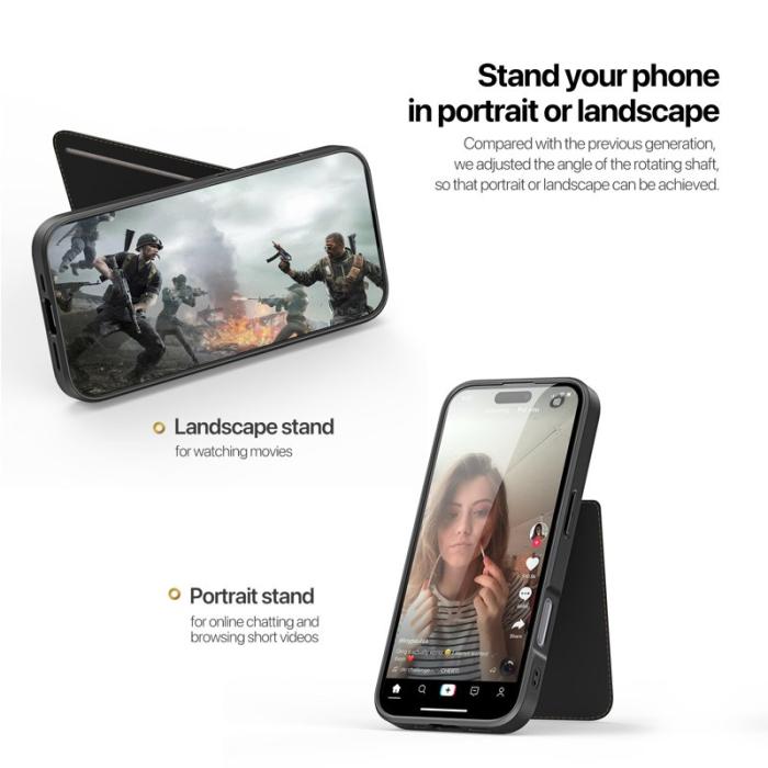 Dux Ducis - DUX DUCIS Rafi II iPhone 16 Pro mobilskal med kortplats Konstläder - Svart