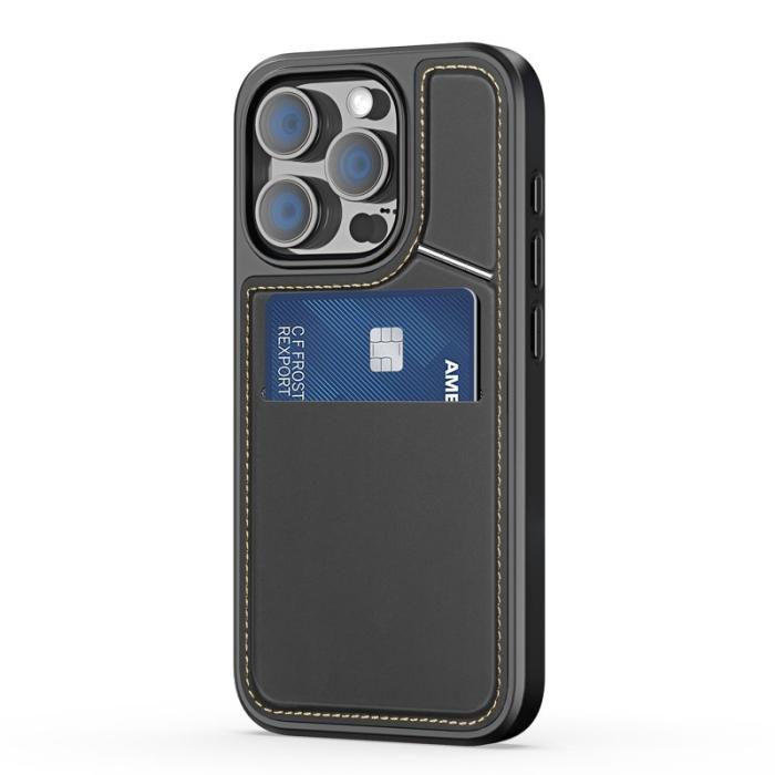 Dux Ducis - DUX DUCIS Rafi II iPhone 16 Pro Max mobilskal med kortplats Konstläder - Svart