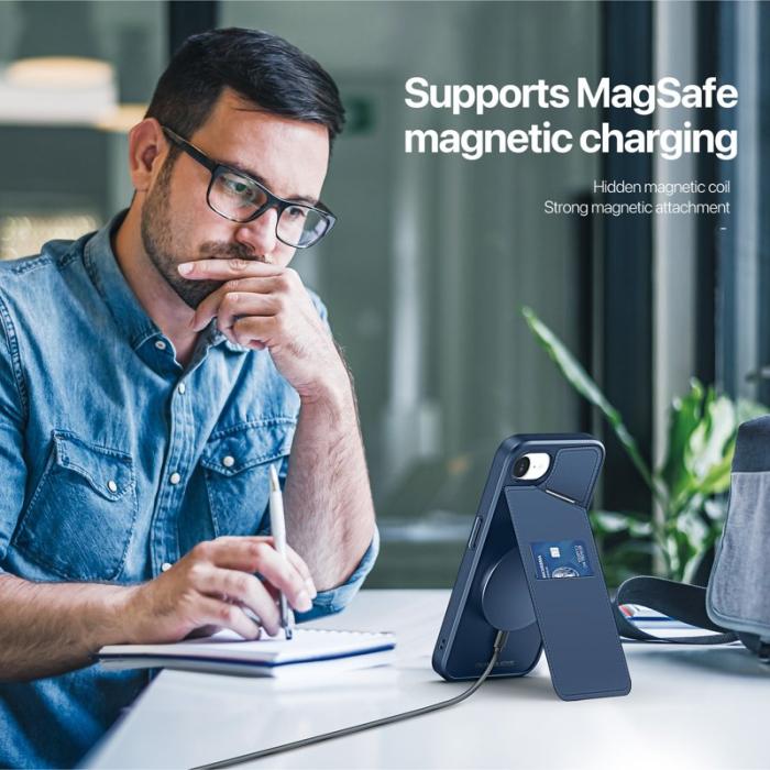 Dux Ducis - DUX DUCIS Rafi II iPhone 16e mobilskal med kortplats Konstläder - Blå