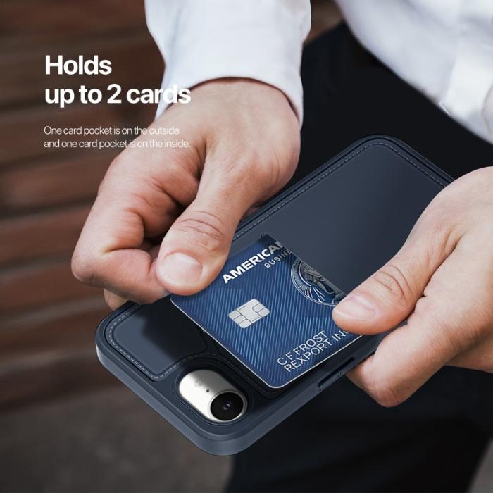 Dux Ducis - DUX DUCIS Rafi II iPhone 16e mobilskal med kortplats Konstläder - Blå