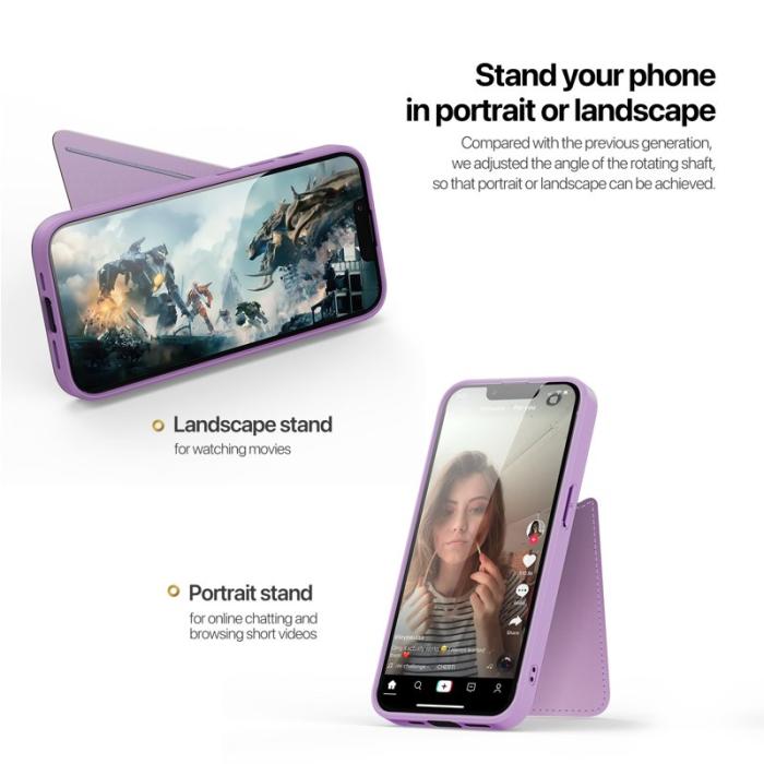 Dux Ducis - DUX DUCIS Rafi II iPhone 16e mobilskal med kortplats Konstläder - Lila Rosa