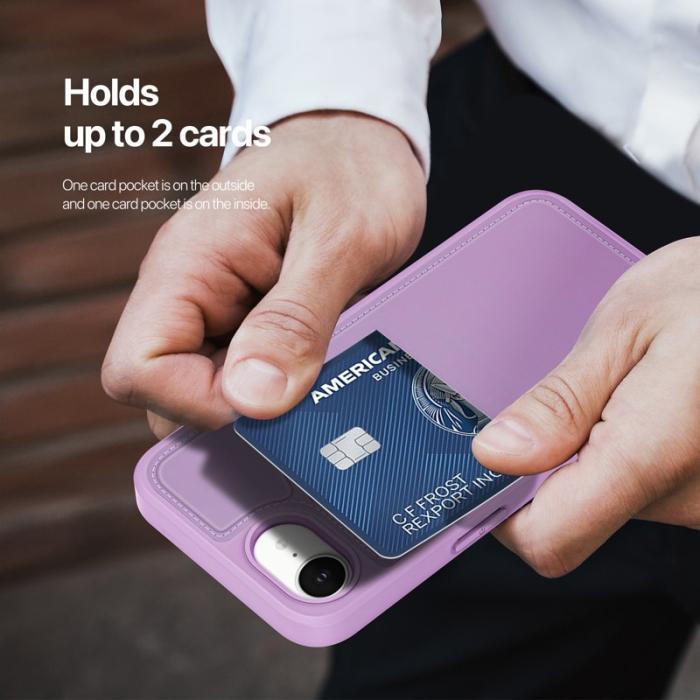 Dux Ducis - DUX DUCIS Rafi II iPhone 16e mobilskal med kortplats Konstläder - Lila Rosa