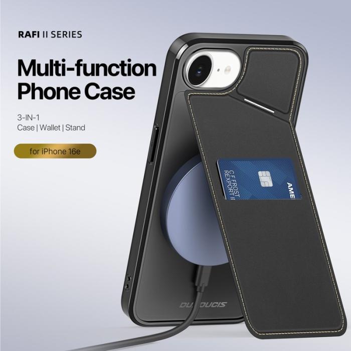 Dux Ducis - DUX DUCIS Rafi II iPhone 16e mobilskal med kortplats Konstläder - Svart