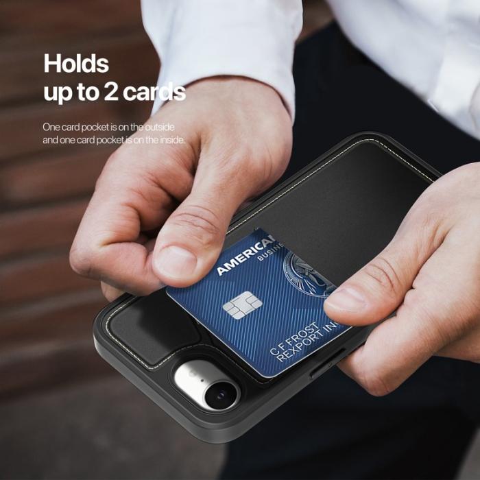 Dux Ducis - DUX DUCIS Rafi II iPhone 16e mobilskal med kortplats Konstläder - Svart