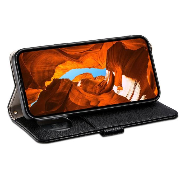 ESEBLE - ESEBLE E11 för Samsung Galaxy S24 FE Fodral Äkta läder - Svart