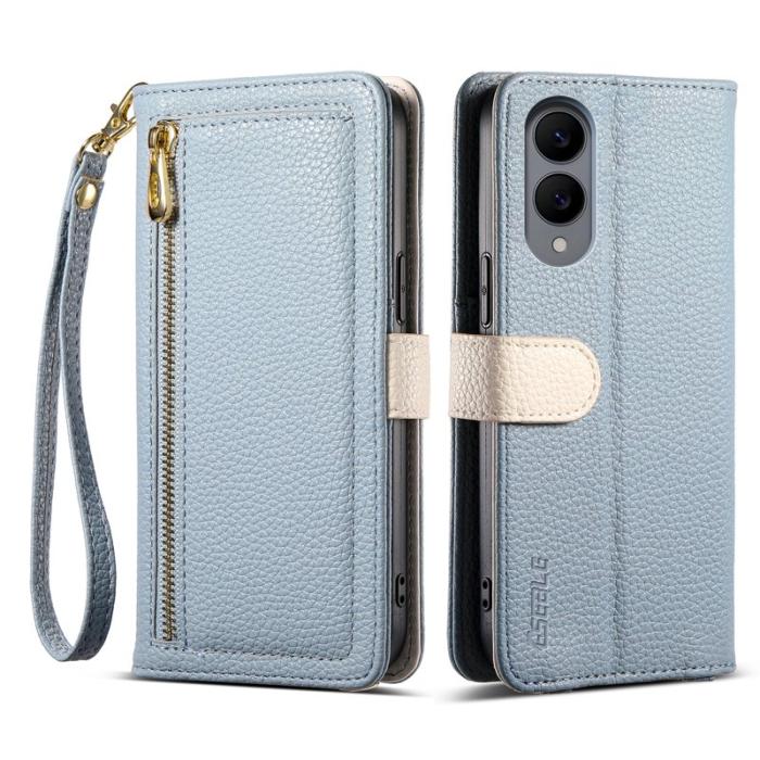 ESEBLE - ESEBLE E11 för Samsung Galaxy S25 Edge Fodral Äkta läder - Sky Blue