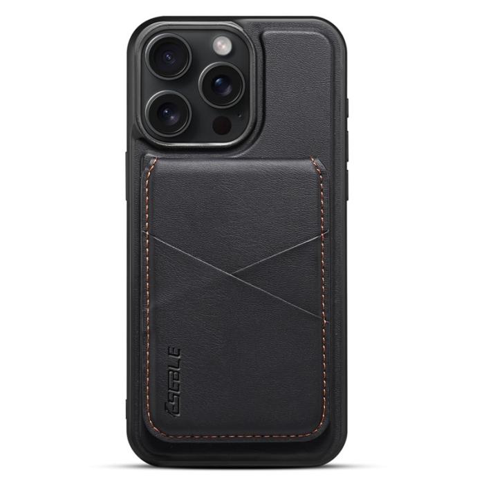 ESEBLE - ESEBLE E3 för iPhone 15 Pro Max Fodral Äkta läder - Svart