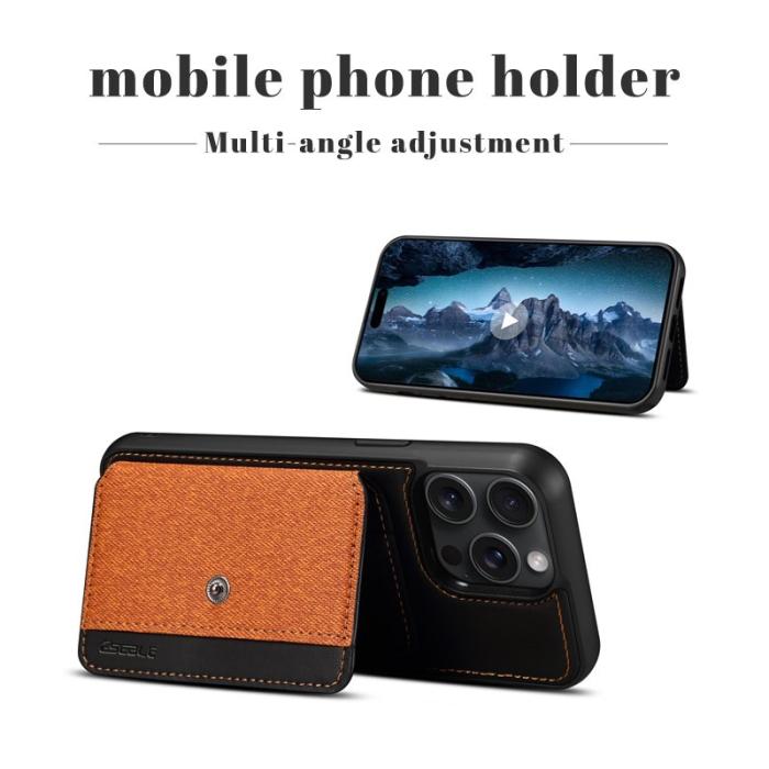 ESEBLE - ESEBLE iPhone 15 Pro Max Fodral Card Holder PU Läder - Brun