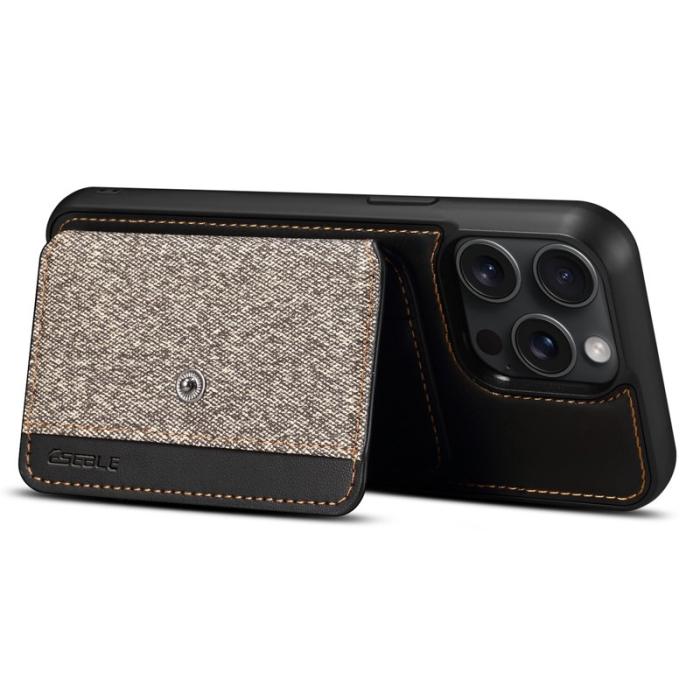 ESEBLE - ESEBLE iPhone 15 Pro Max Fodral Card Holder PU Läder - Mörkgrå