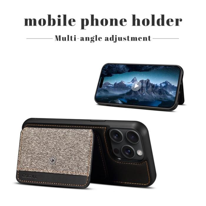 ESEBLE - ESEBLE iPhone 15 Pro Max Fodral Card Holder PU Läder - Mörkgrå