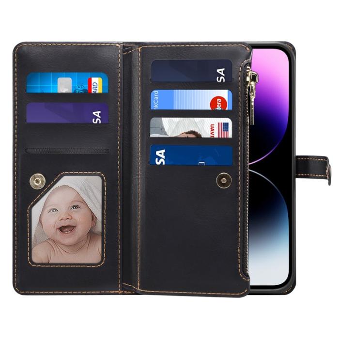 ESEBLE - ESEBLE iPhone 16 Plus Fodral RFID Blocking Äkta läder - Svart