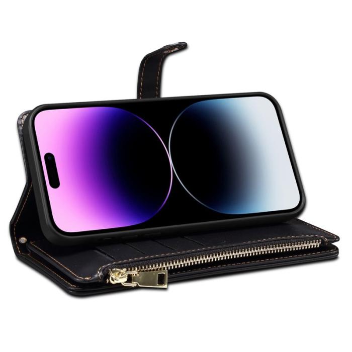 ESEBLE - ESEBLE iPhone 16 Plus Fodral RFID Blocking Äkta läder - Svart