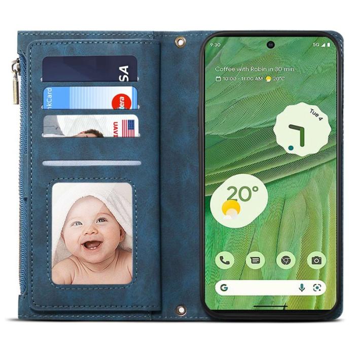 ESEBLE - ESEBLE Star Series Fodral för Google Pixel 7a - Äkta läder - Blå