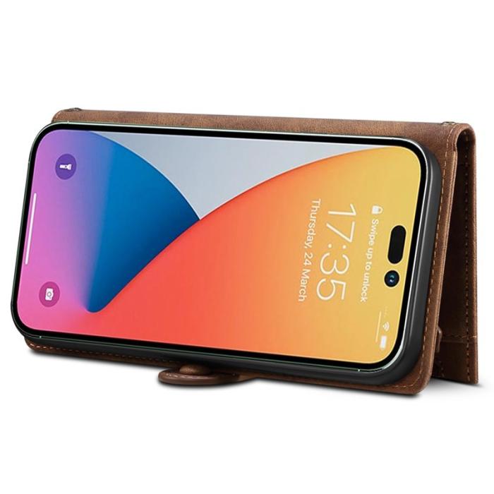 ESEBLE - ESEBLE Star Series iPhone 16 Fodral Zipper Wallet Äkta läder - Brun