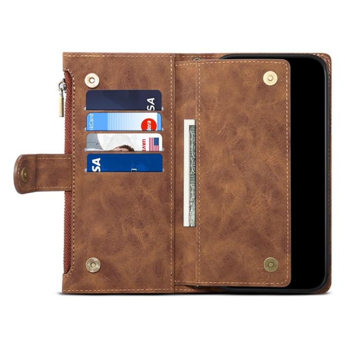 ESEBLE - ESEBLE Star Series iPhone 16 Fodral Zipper Wallet Äkta läder - Brun