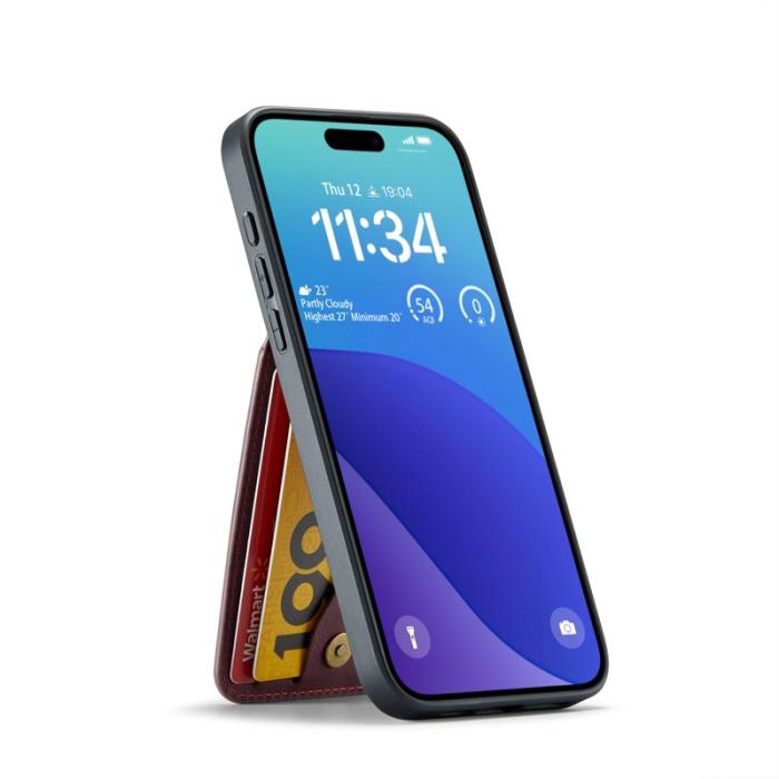 FIERRE SHANN - FIERRE SHANN 023 för iPhone 17 Fodral Äkta läder - Vinröd