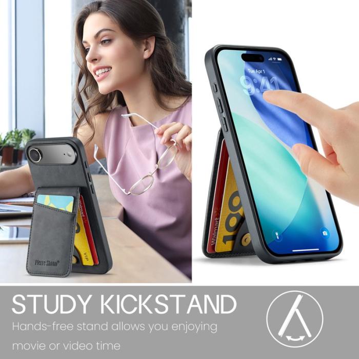 FIERRE SHANN - FIERRE SHANN 023 för iPhone Air Fodral Äkta läder - Svart