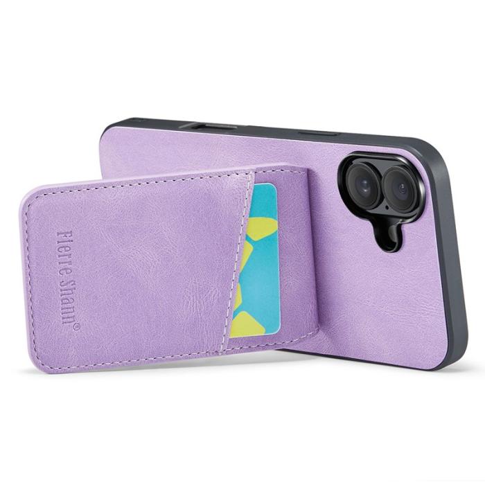 FIERRE SHANN - FIERRE SHANN 023 iPhone 16 Fodral Äkta läder - Lila