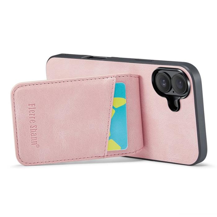 FIERRE SHANN - FIERRE SHANN 023 iPhone 16 Fodral Äkta läder - Pink