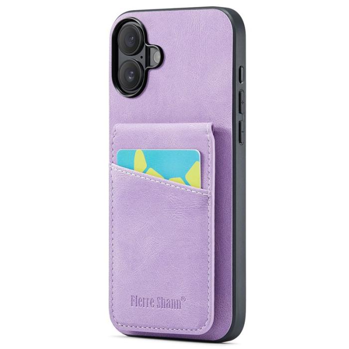 FIERRE SHANN - FIERRE SHANN 023 iPhone 16 Plus Fodral Äkta läder - Lila