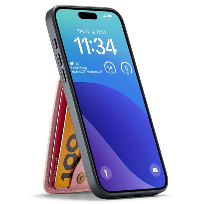 FIERRE SHANN - FIERRE SHANN 023 iPhone 16 Plus Fodral Äkta läder - Rosa