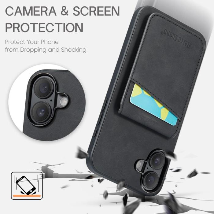 FIERRE SHANN - FIERRE SHANN 023 iPhone 16 Plus Fodral Äkta läder - Svart