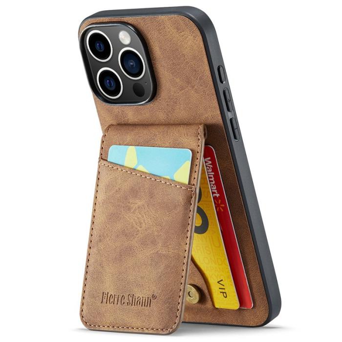 FIERRE SHANN - FIERRE SHANN 023 iPhone 16 Pro Fodral Äkta läder - Brun