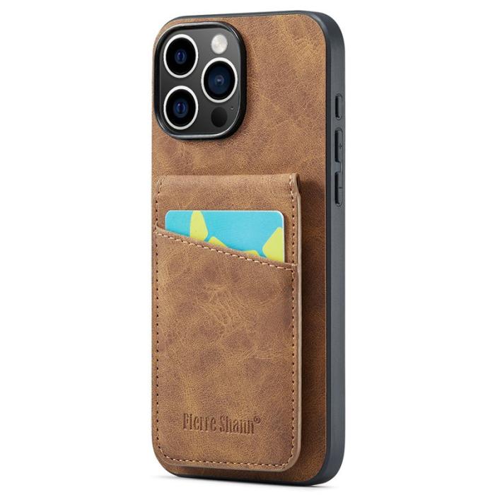 FIERRE SHANN - FIERRE SHANN 023 iPhone 16 Pro Fodral Äkta läder - Brun