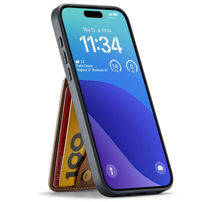 FIERRE SHANN - FIERRE SHANN 023 iPhone 16 Pro Fodral Äkta läder - Brun