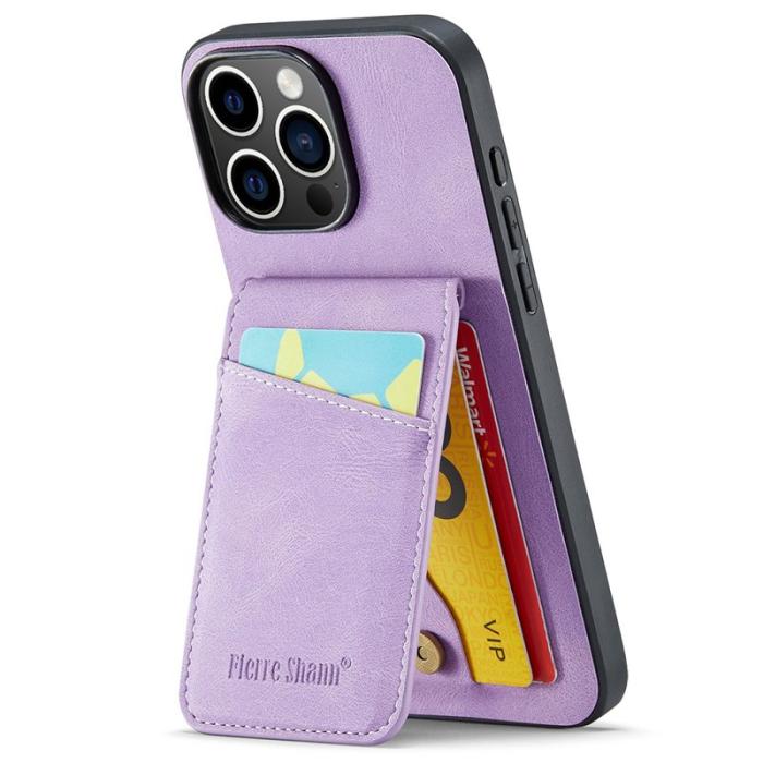 FIERRE SHANN - FIERRE SHANN 023 iPhone 16 Pro Fodral Äkta läder - Lila