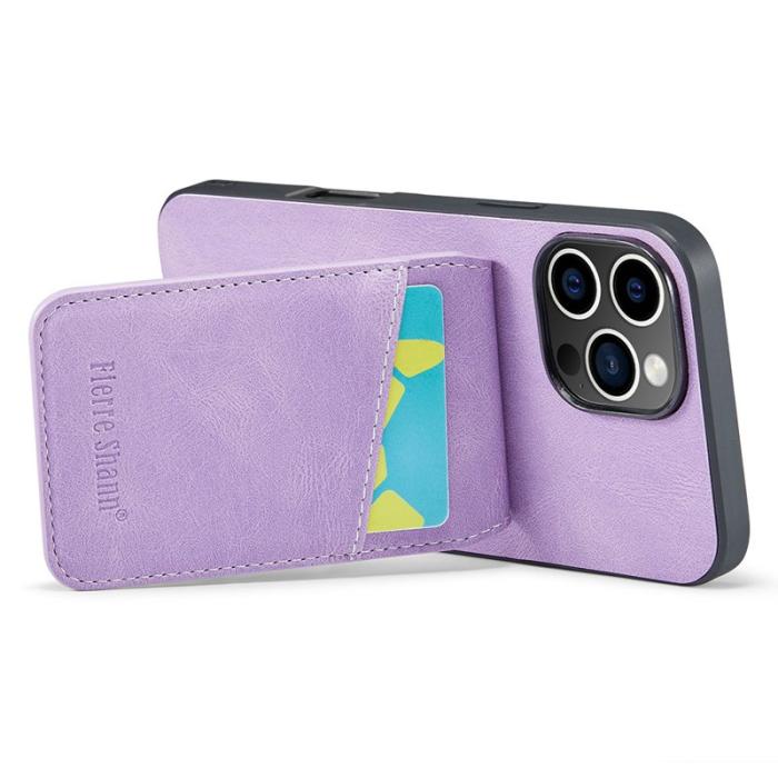 FIERRE SHANN - FIERRE SHANN 023 iPhone 16 Pro Fodral Äkta läder - Lila