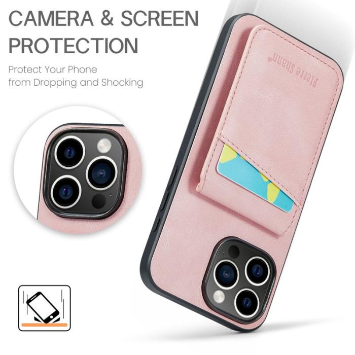 FIERRE SHANN - FIERRE SHANN 023 iPhone 16 Pro Fodral Äkta läder - Rosa