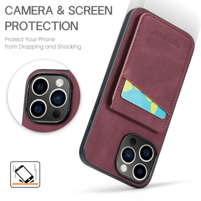 FIERRE SHANN - FIERRE SHANN 023 iPhone 16 Pro Fodral Äkta läder - Vinröd
