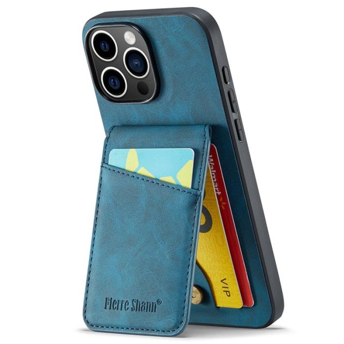 FIERRE SHANN - FIERRE SHANN 023 iPhone 16 Pro Max Fodral Äkta läder - Blå