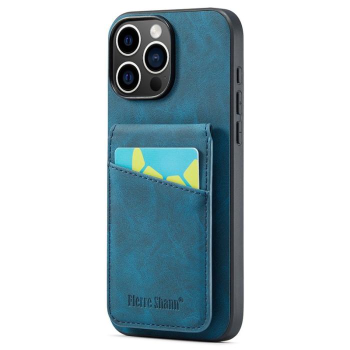 FIERRE SHANN - FIERRE SHANN 023 iPhone 16 Pro Max Fodral Äkta läder - Blå