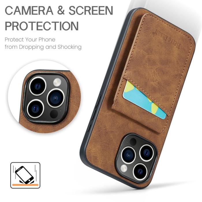 FIERRE SHANN - FIERRE SHANN 023 iPhone 16 Pro Max Fodral Äkta läder - Brun