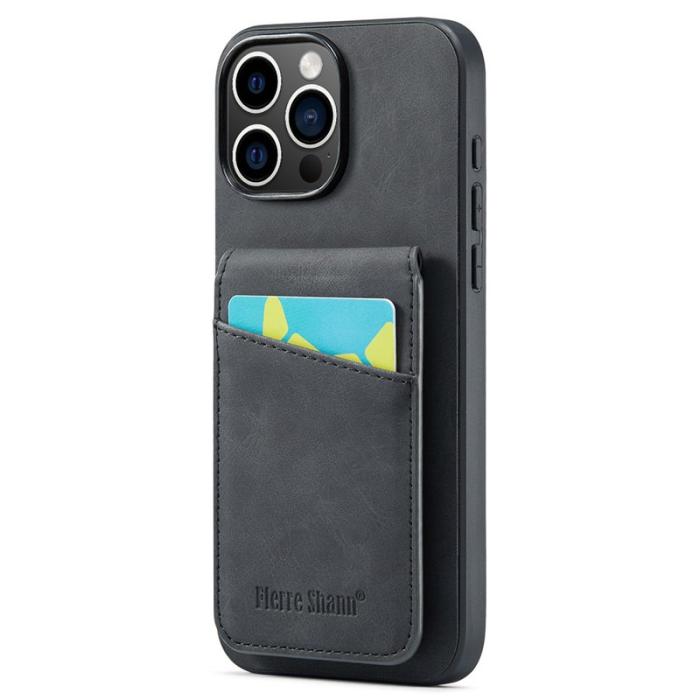 FIERRE SHANN - FIERRE SHANN 023 iPhone 16 Pro Max Fodral Äkta läder - Svart