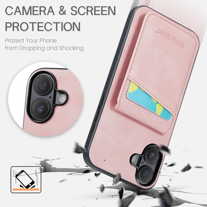 FIERRE SHANN - FIERRE SHANN 023 iPhone 17 Fodral Äkta läder - Pink