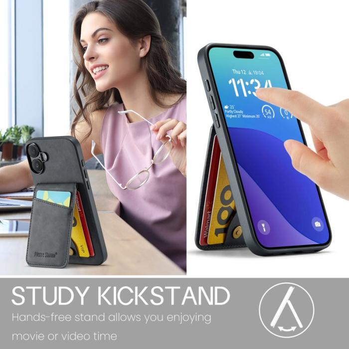 FIERRE SHANN - FIERRE SHANN 023 iPhone 17 Fodral Äkta läder - Svart