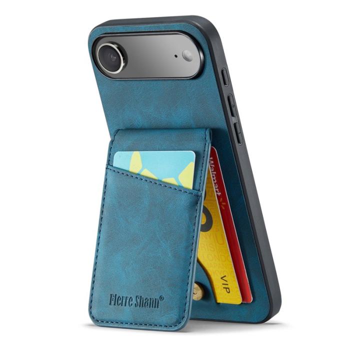 FIERRE SHANN - FIERRE SHANN 023 iPhone Air Fodral Äkta läder - Blå