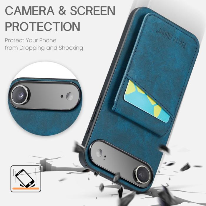 FIERRE SHANN - FIERRE SHANN 023 iPhone Air Fodral Äkta läder - Blå