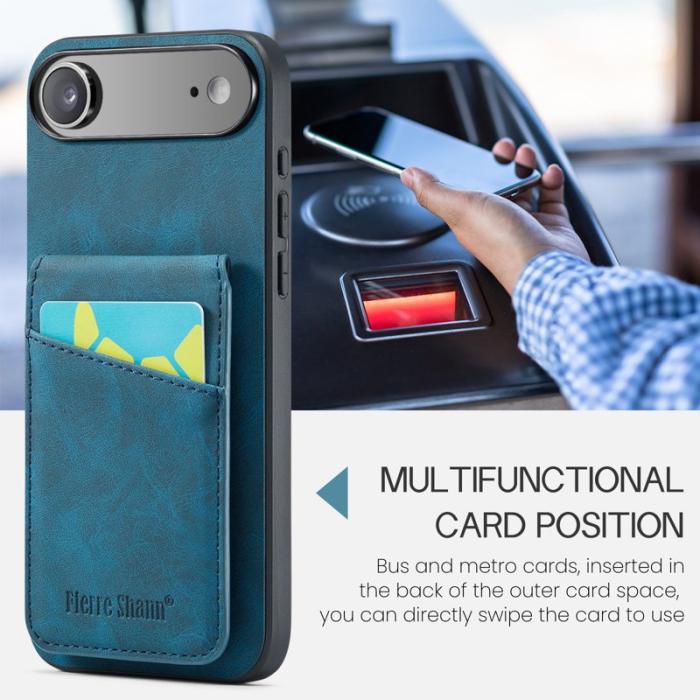 FIERRE SHANN - FIERRE SHANN 023 iPhone Air Fodral Äkta läder - Blå