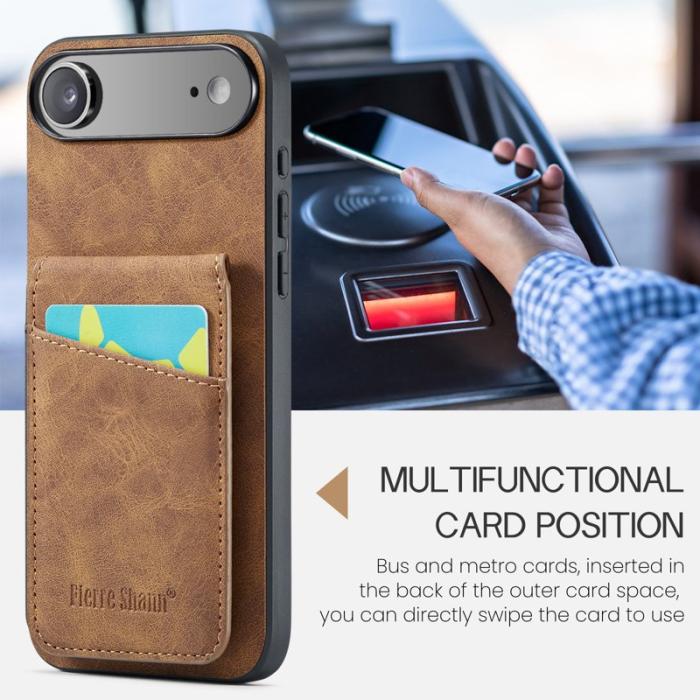 FIERRE SHANN - FIERRE SHANN 023 iPhone Air Fodral Äkta läder - Brun