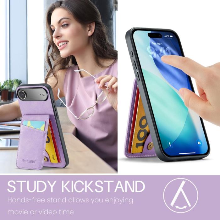 FIERRE SHANN - FIERRE SHANN 023 iPhone Air Fodral Äkta läder - Lila