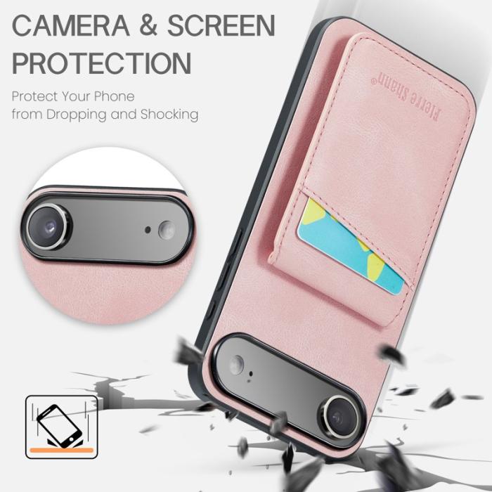 FIERRE SHANN - FIERRE SHANN 023 iPhone Air Fodral Äkta läder - Pink