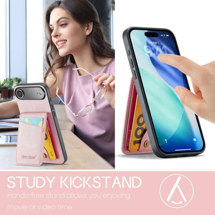 FIERRE SHANN - FIERRE SHANN 023 iPhone Air Fodral Äkta läder - Pink