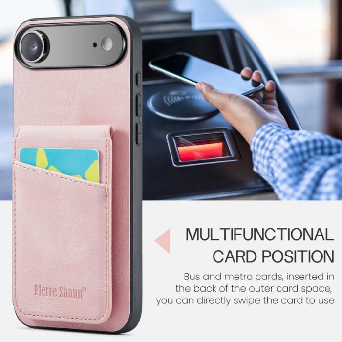 FIERRE SHANN - FIERRE SHANN 023 iPhone Air Fodral Äkta läder - Pink